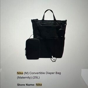 Nike Maternity Convertible Diaper Bag (25L) - Black